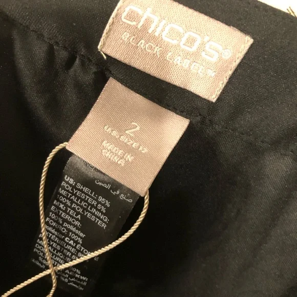 CHICOs Black & Metallic Gold A-Line Knife Pleat Midi Skirt - Picture 7 of 7